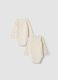 2-pack beige organic cotton baby girl bodysuits with teddy bear_1