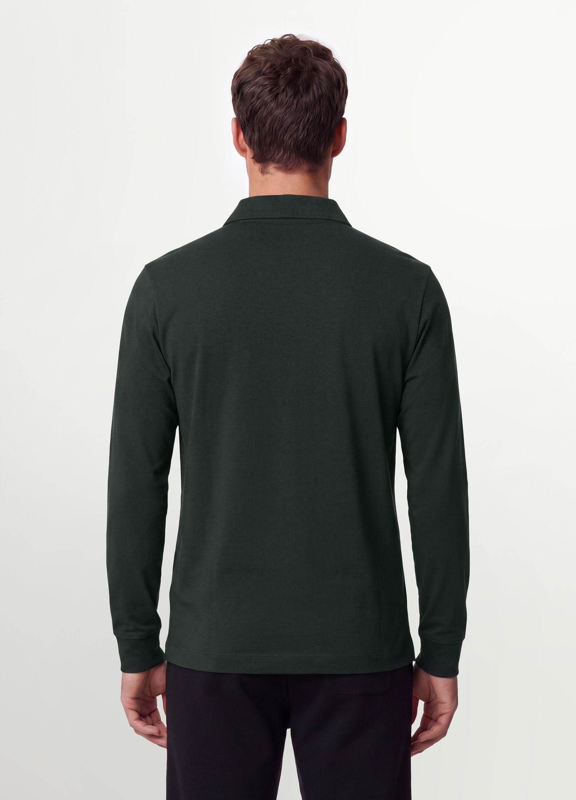 Grey regular-fit long-sleeve stretch cotton polo