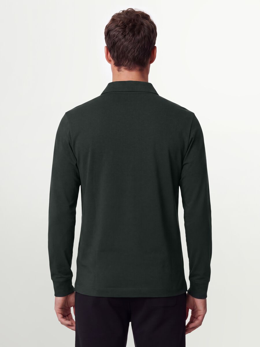 Grey regular-fit long-sleeve stretch cotton polo_3