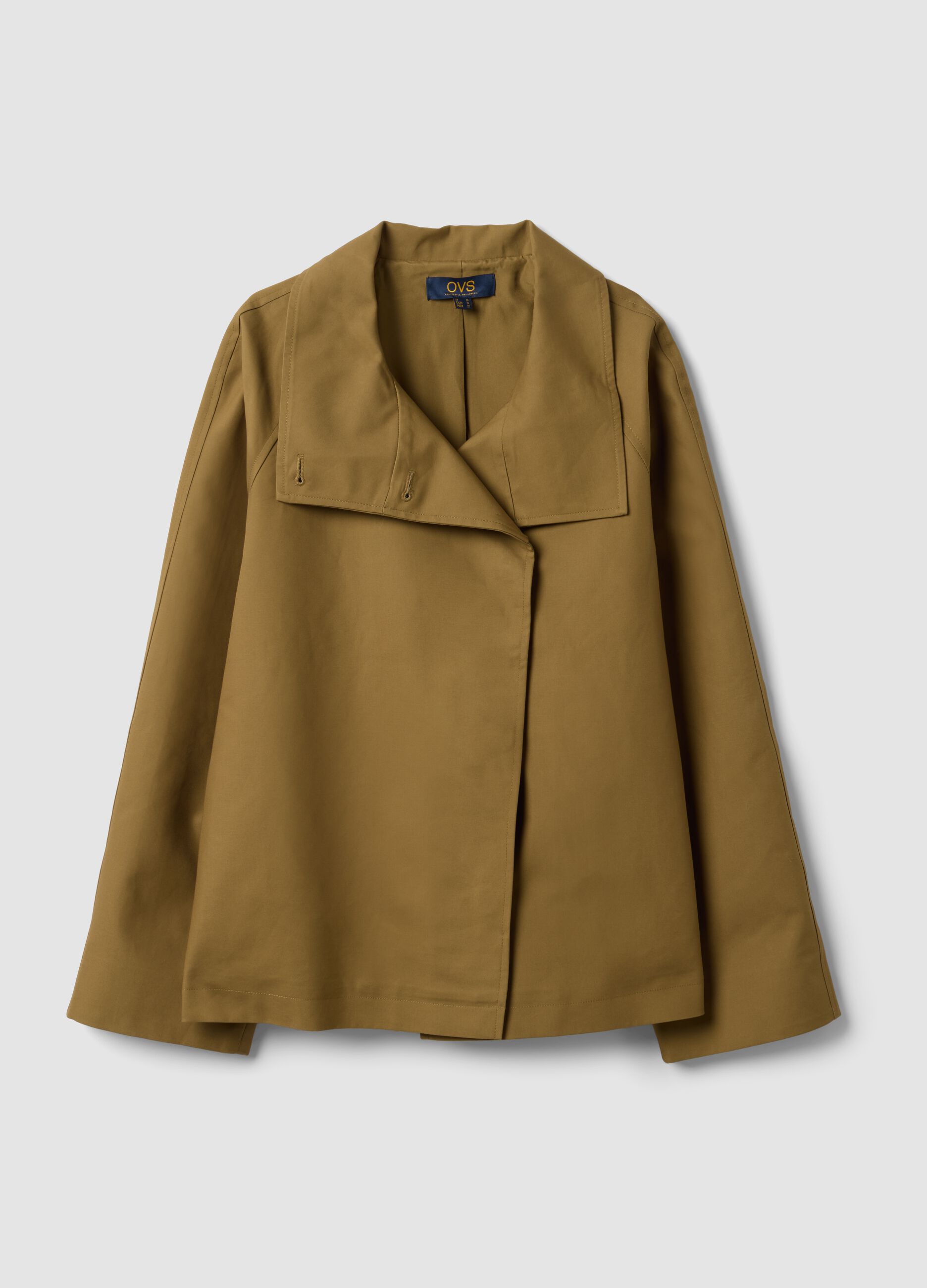 Green pure cotton jacket with buttons, regular fit