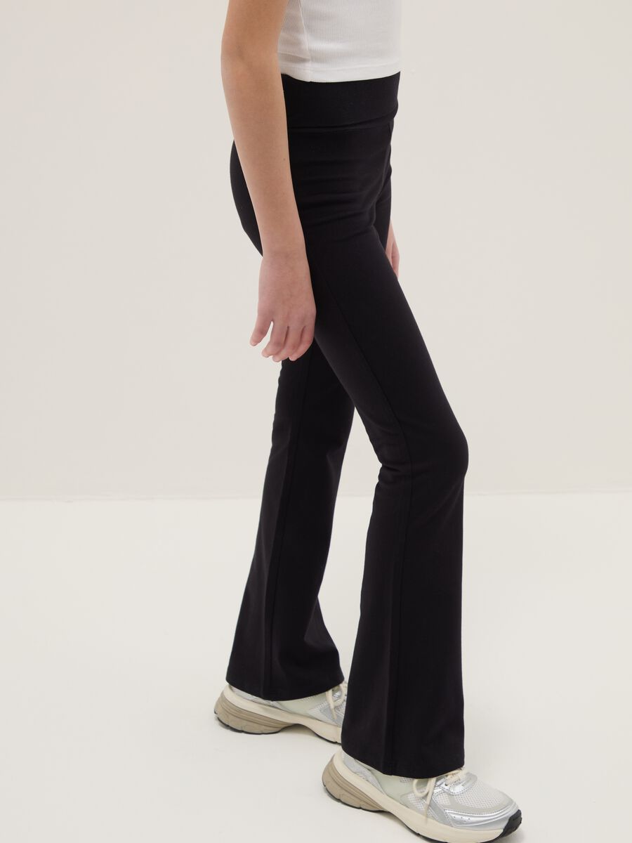 Leggings in cotone elasticizzato neri da ragazza flare fit_2