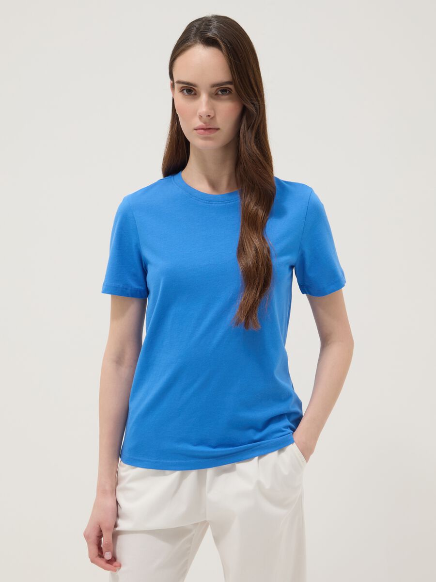 Blue short-sleeve organic cotton T-shirt_0