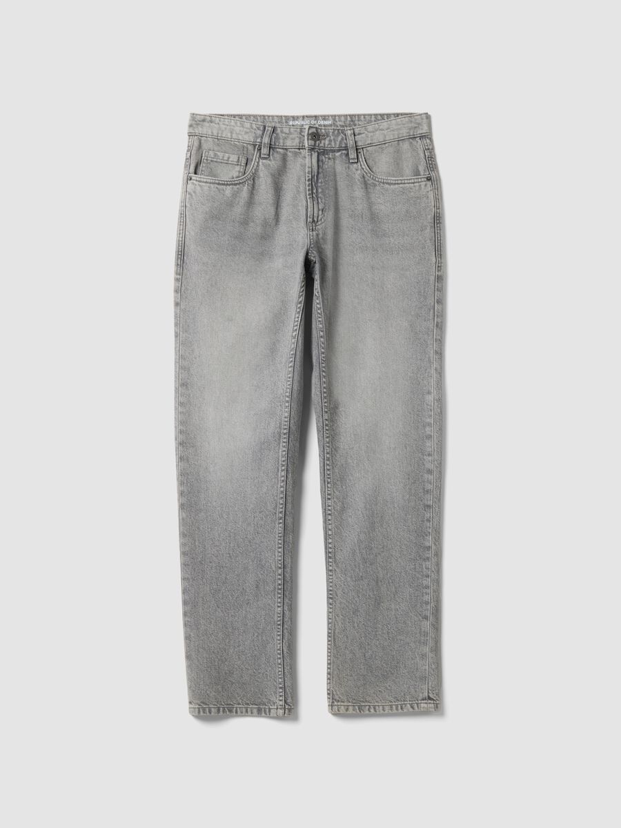 Grey denim jeans in pure cotton, regular fit_4