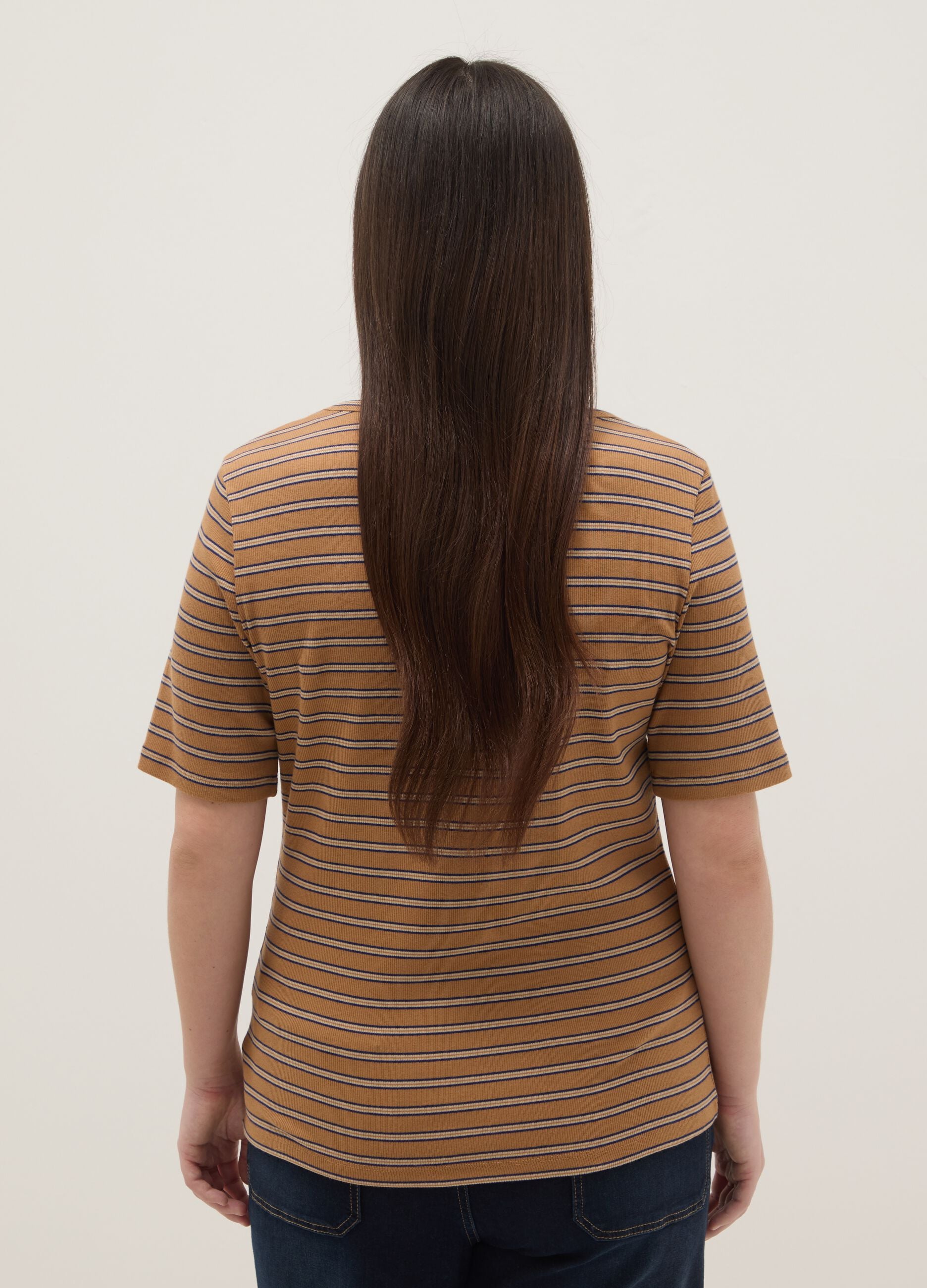 Regular Fit Multicolour Striped Stretch Cotton T-Shirt