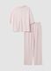 Pigiama rosa in pura viscosa con scollo a V a righe regular fit_6