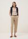 Beige Stretch Cotton Regular Fit T-shirt Deep V_0