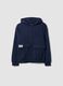 Blue pure cotton hoodie with crew neck_0