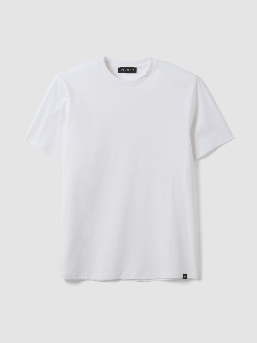T-shirt bianca in puro cotone a girocollo regular fit_4