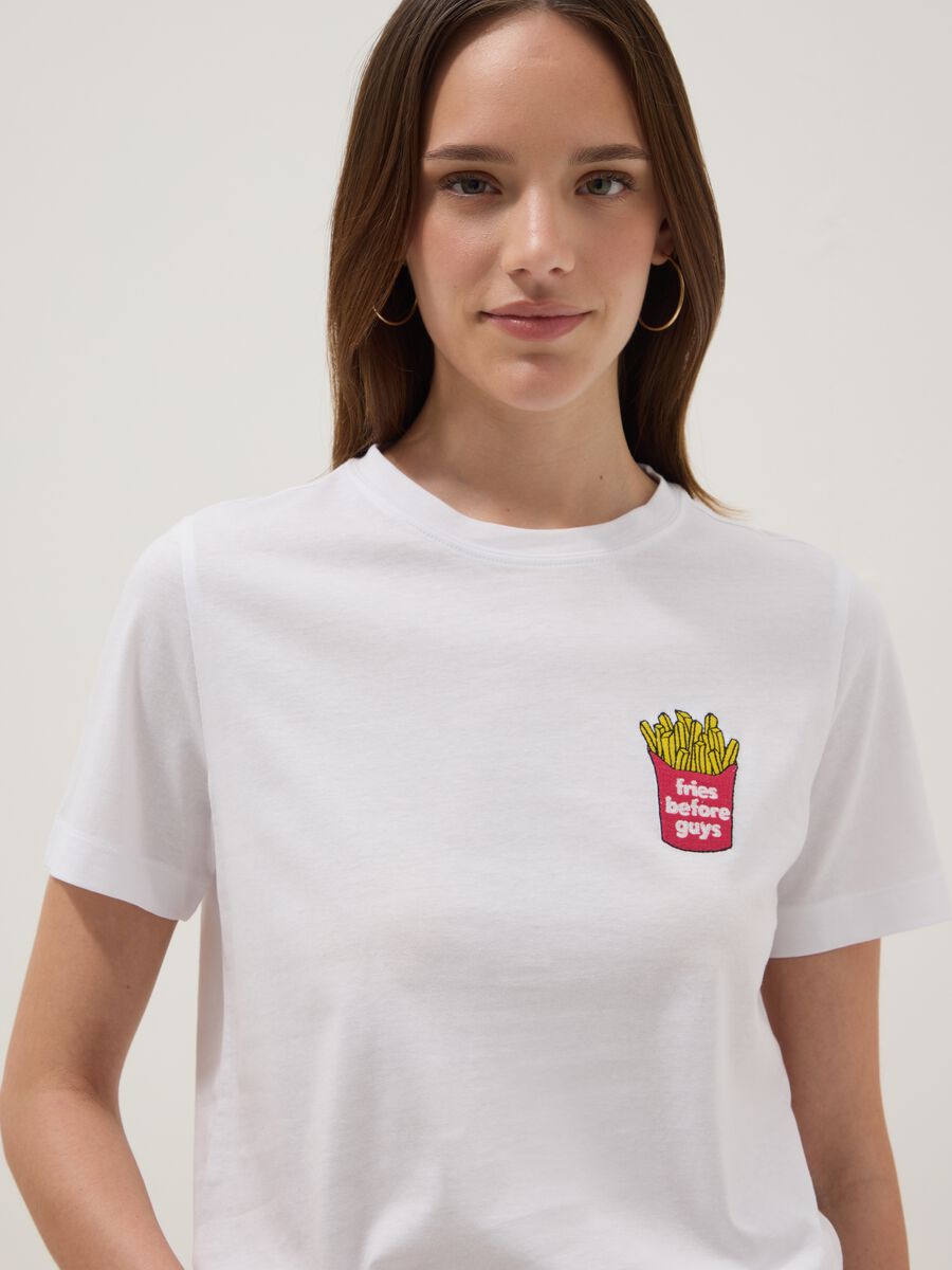 White pure cotton T-shirt with embroidery_2