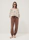 Brown viscose-blend trousers with elasticated cuffs, regular fit_0