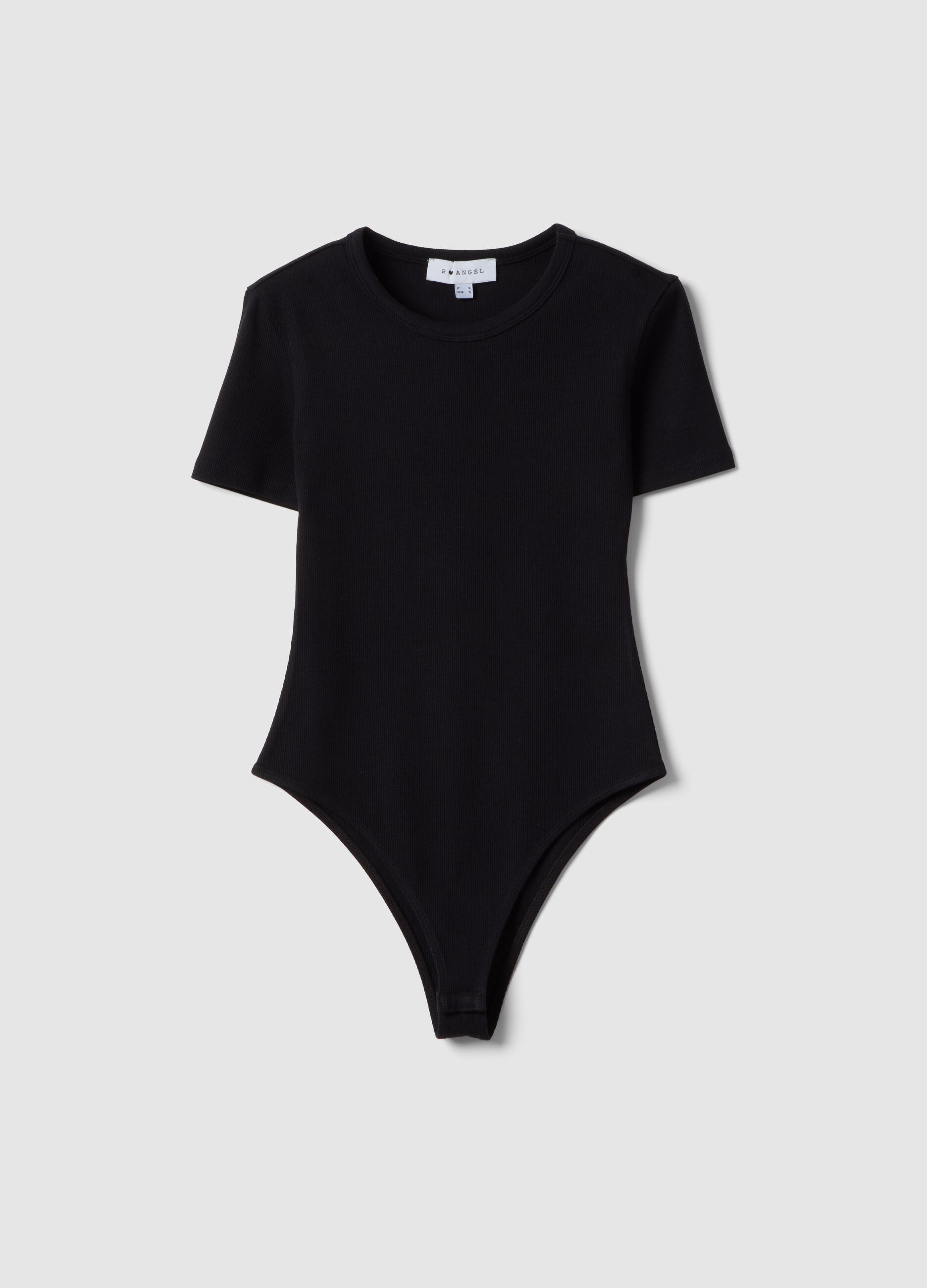 Black slim fit stretch cotton top