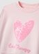 Regular fit pink cotton-blend sweatshirt with heart for girls_2