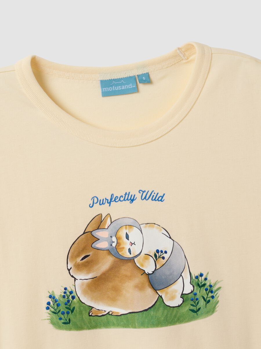 Beige pure cotton regular-fit T-shirt with cute animal print_5
