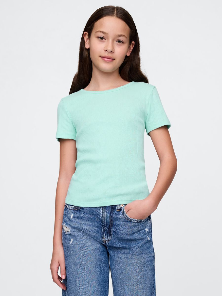 T-shirt in cotone a costine_0