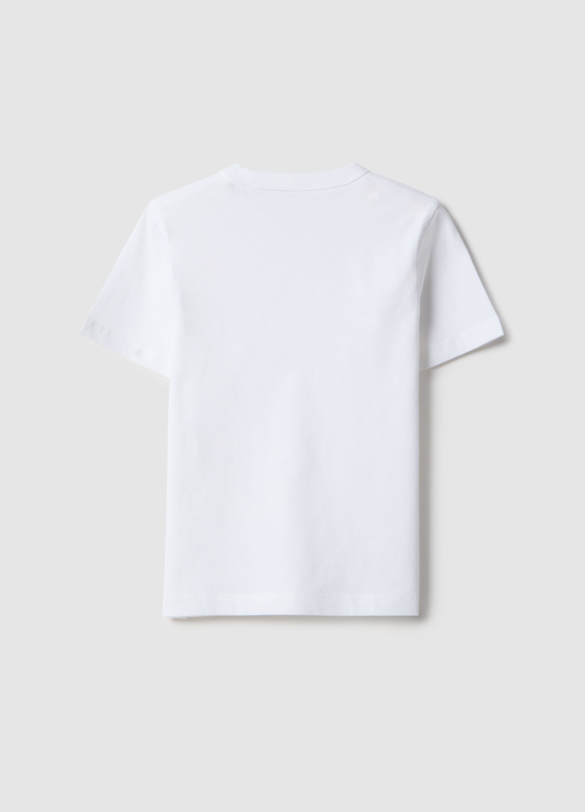 White children's crew neck t-shirt in pure cotton regular fit
