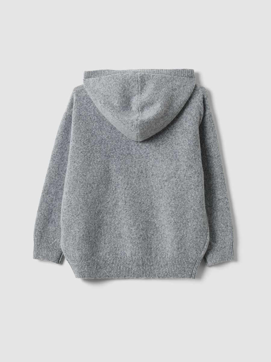 Grey stretch hoodie sweatshirt with print for boys_1