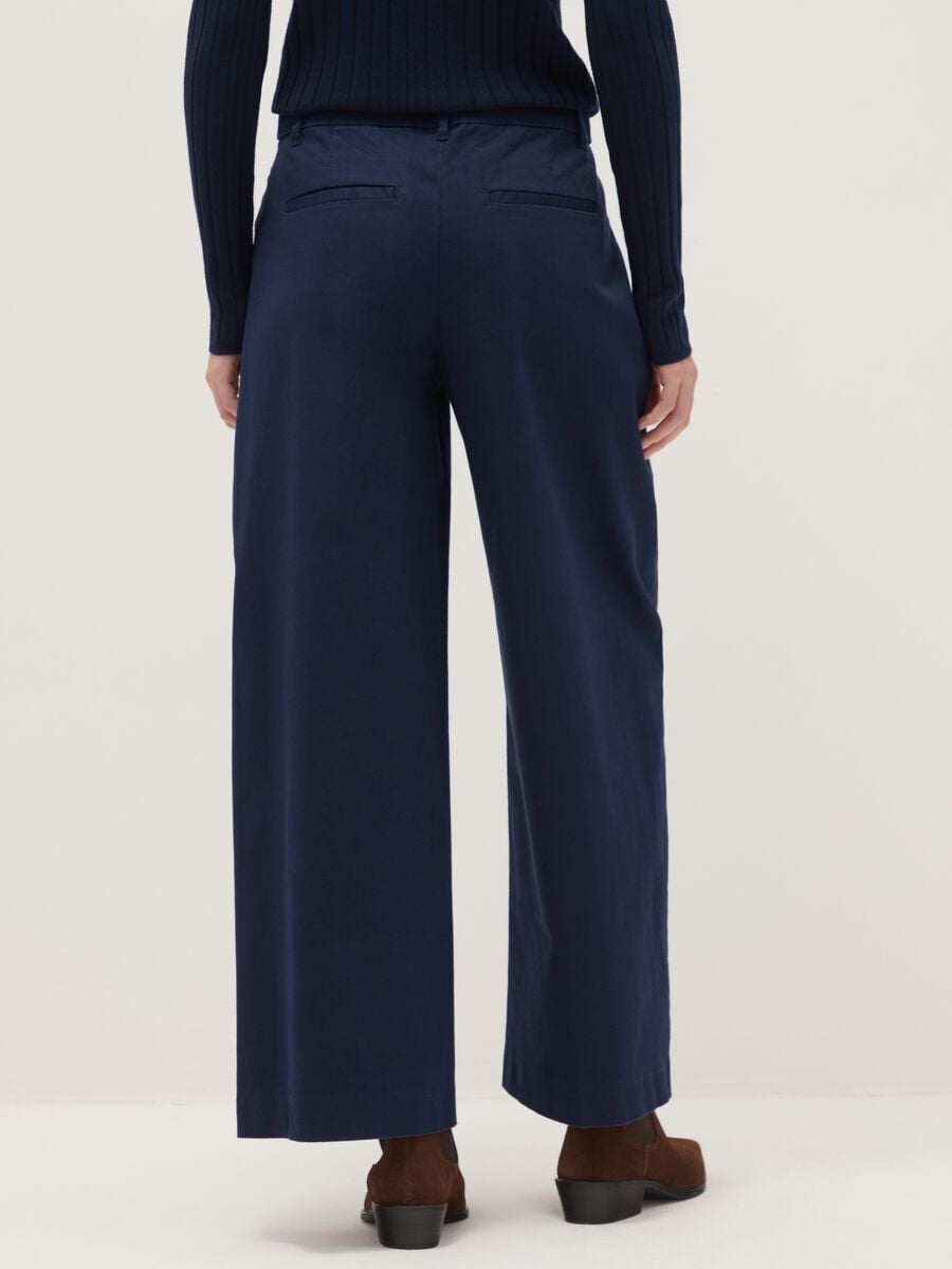 Blue Stretch Cotton Regular Fit Chino Trousers_2