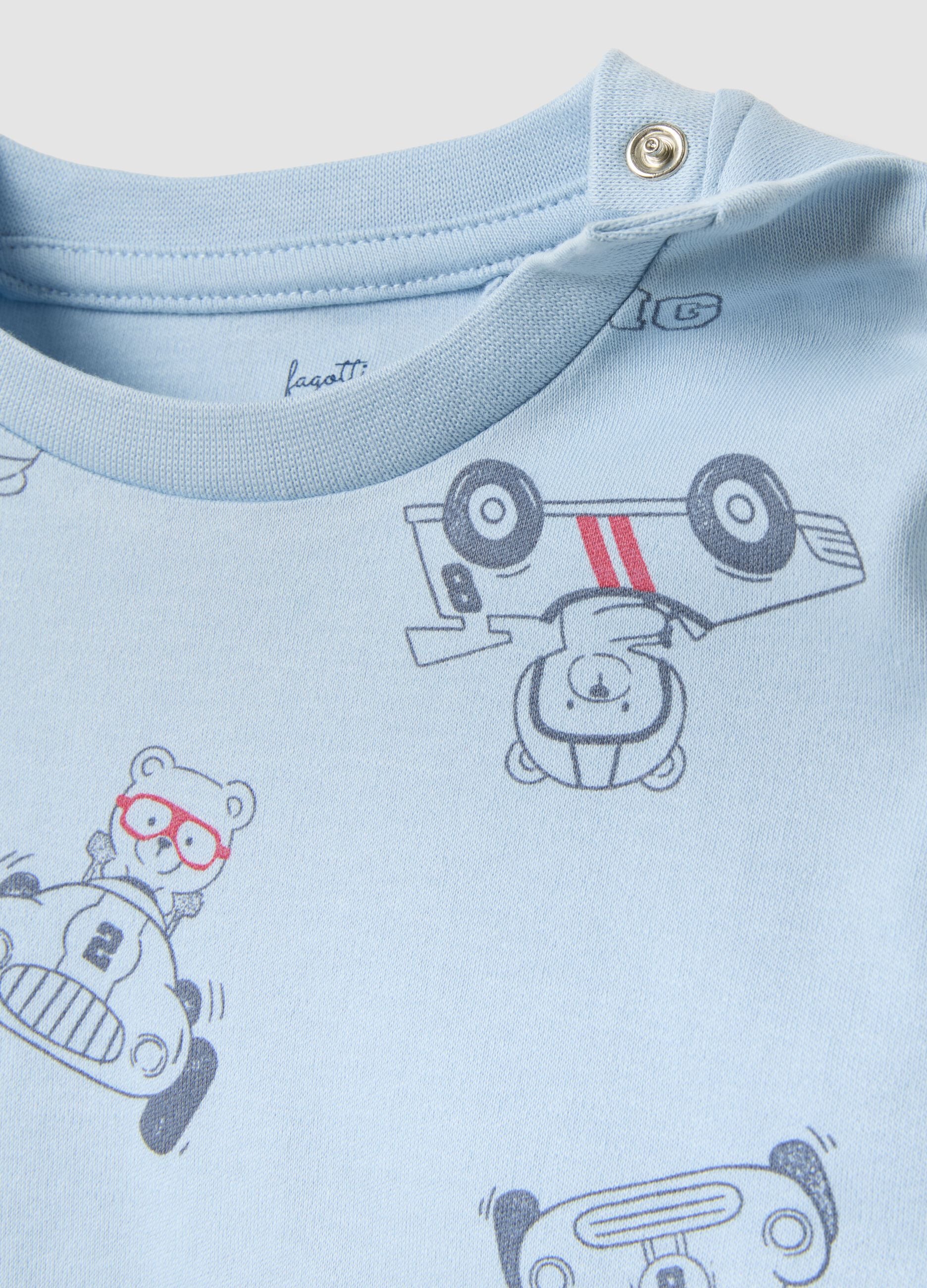 Light blue organic cotton printed pyjamas for baby and toddler