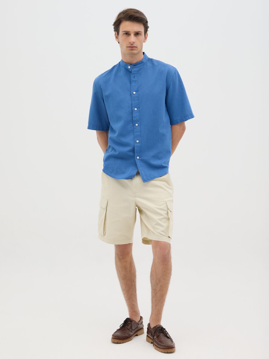 Men's blue shirt in cotton blend with regular-fit_1