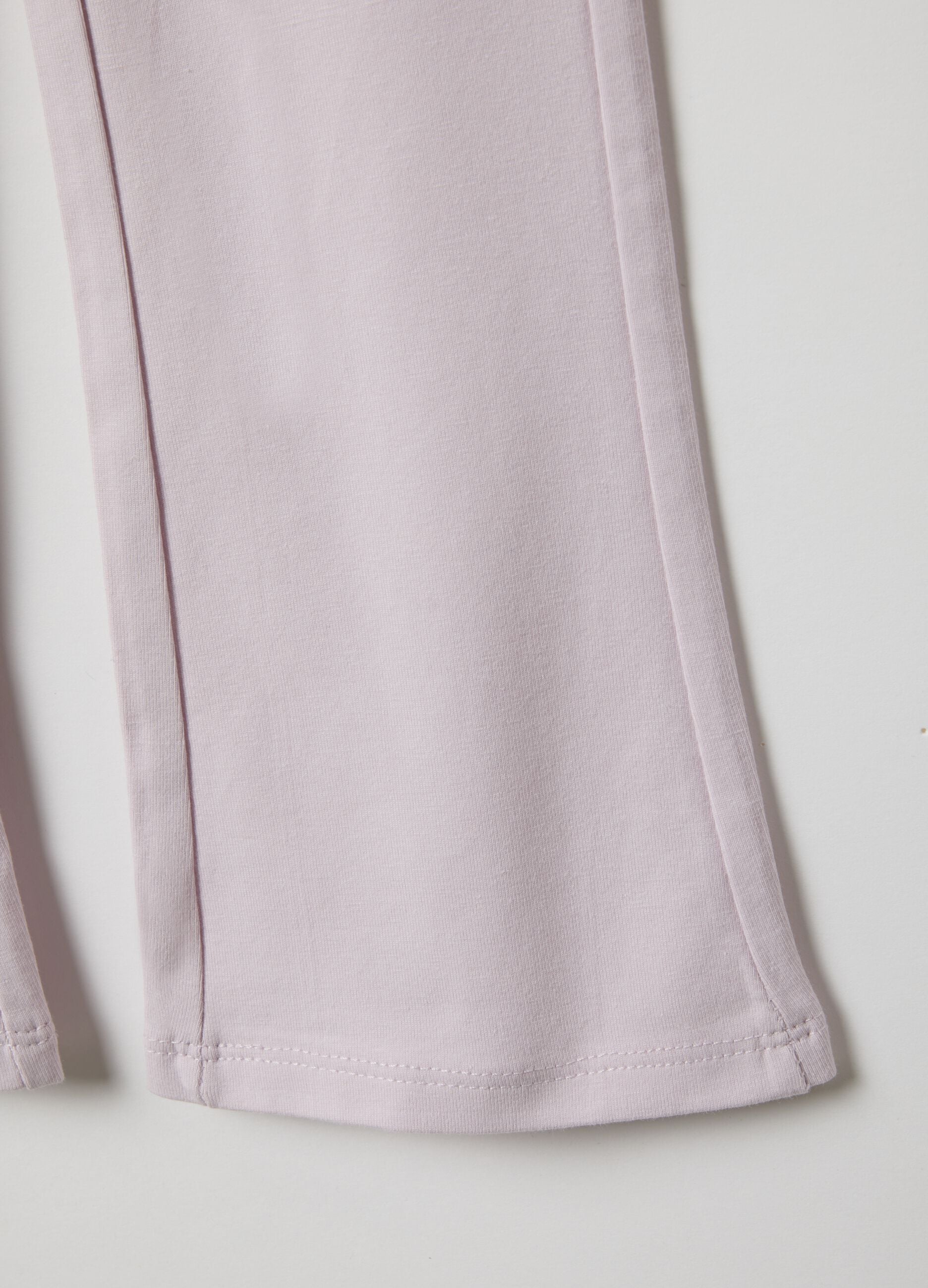 Pink stretchy cotton regular fit leggings for girls