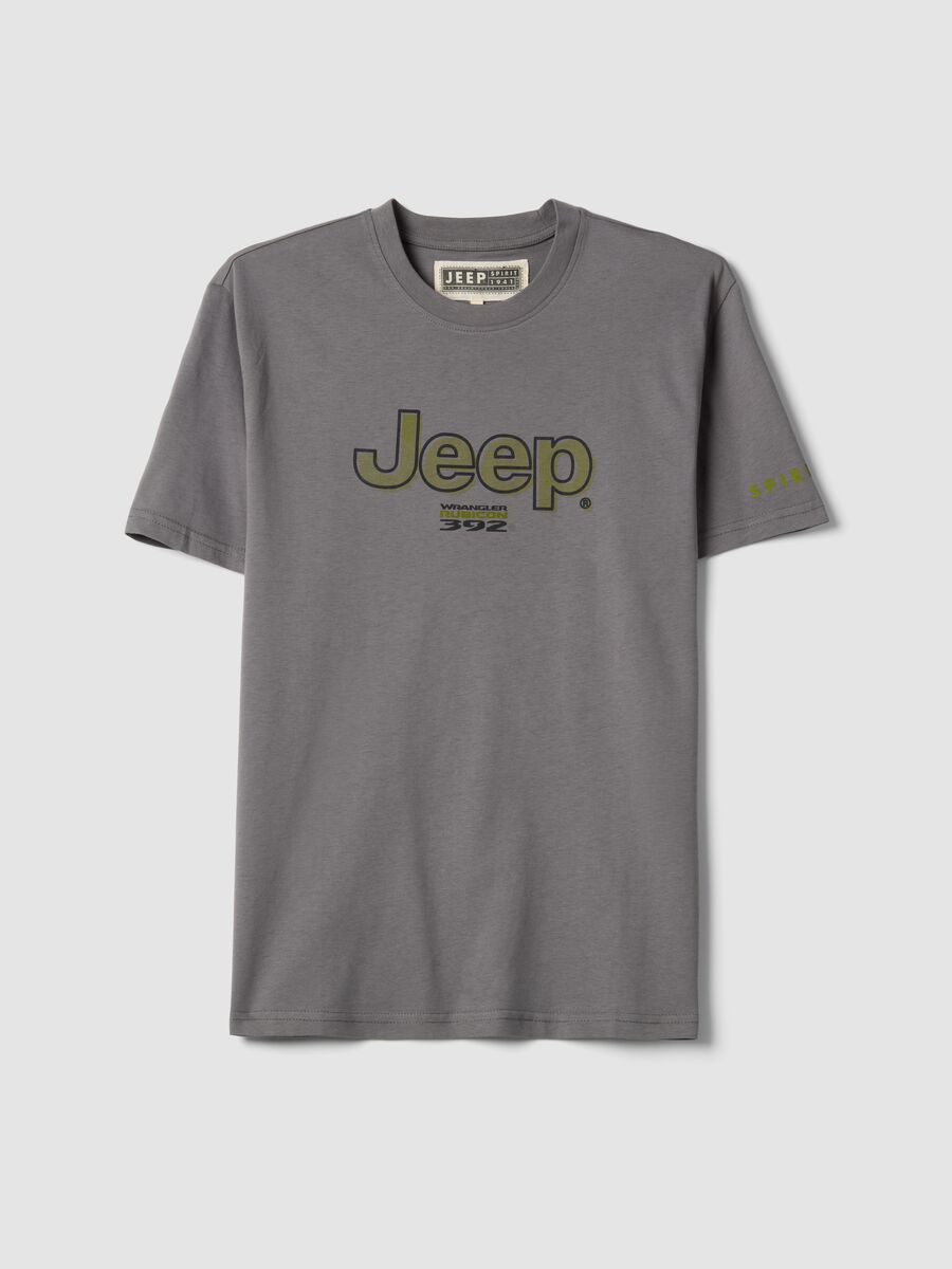 T-shirt in puro cotone grigia regular fit con stampa Jeep_4