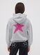 Grey oversized hooded sweatshirt in cotton blend with &ldquo;Sorry&rdquo; embroidery for girls_2