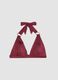 Red stretch triangle bikini top with neck bow_4