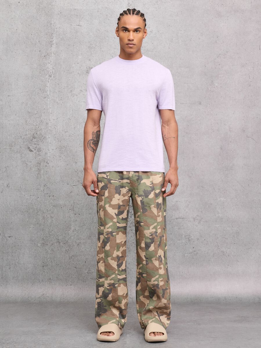100% Linen Wide-Leg Camo Trousers_1