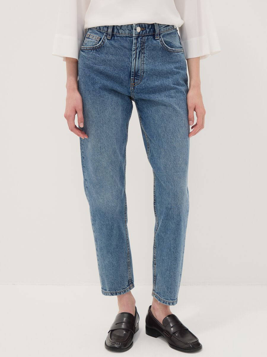 High-waisted pure cotton mom-fit denim jeans_1