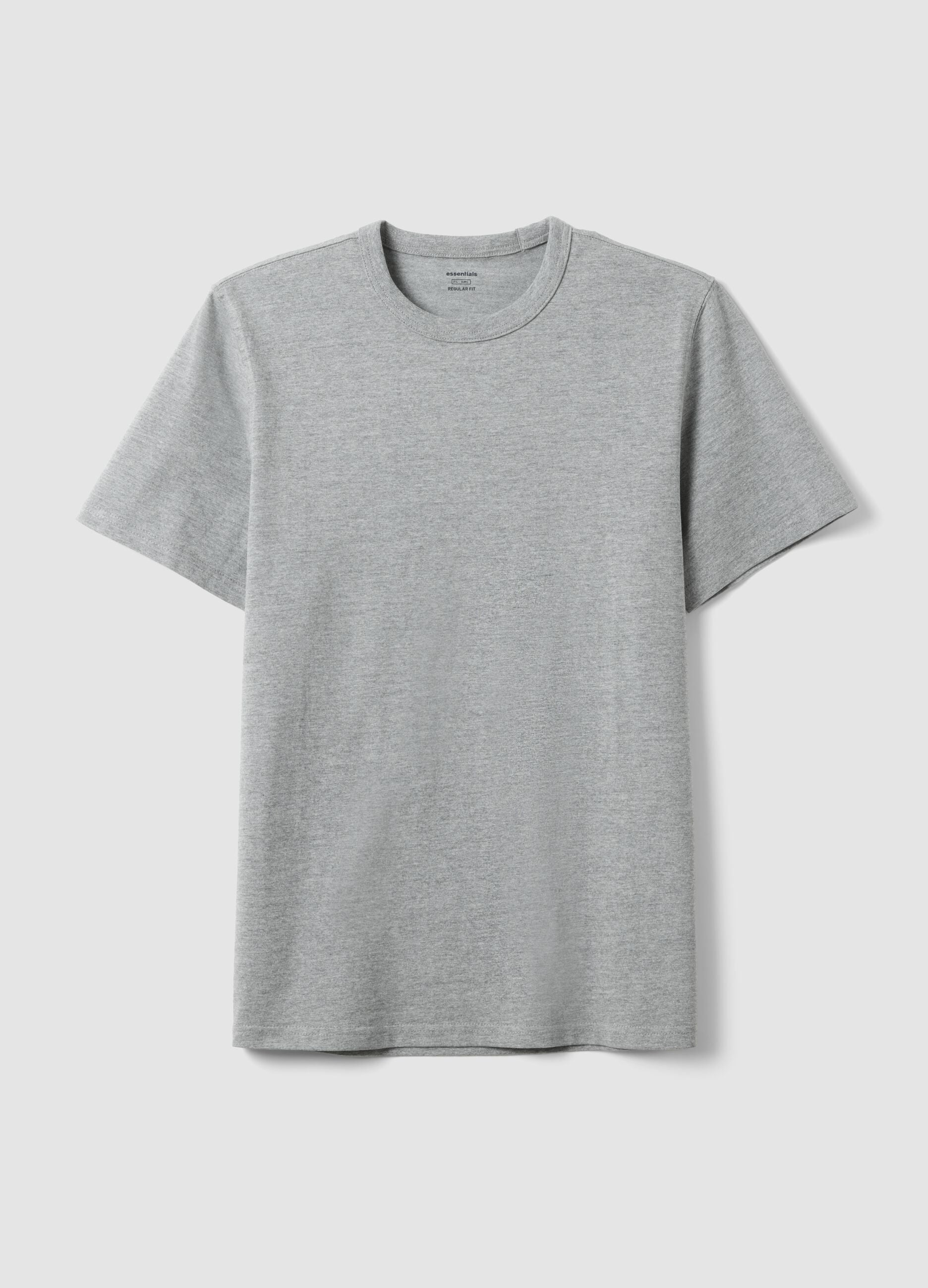 Short-sleeve grey pure cotton regular fit t-shirt