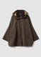 Brown hooded cotton-blend jacket with relaxed fit and contrast collar_0