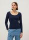 Blue long sleeve pure cotton t-shirt regular fit_0
