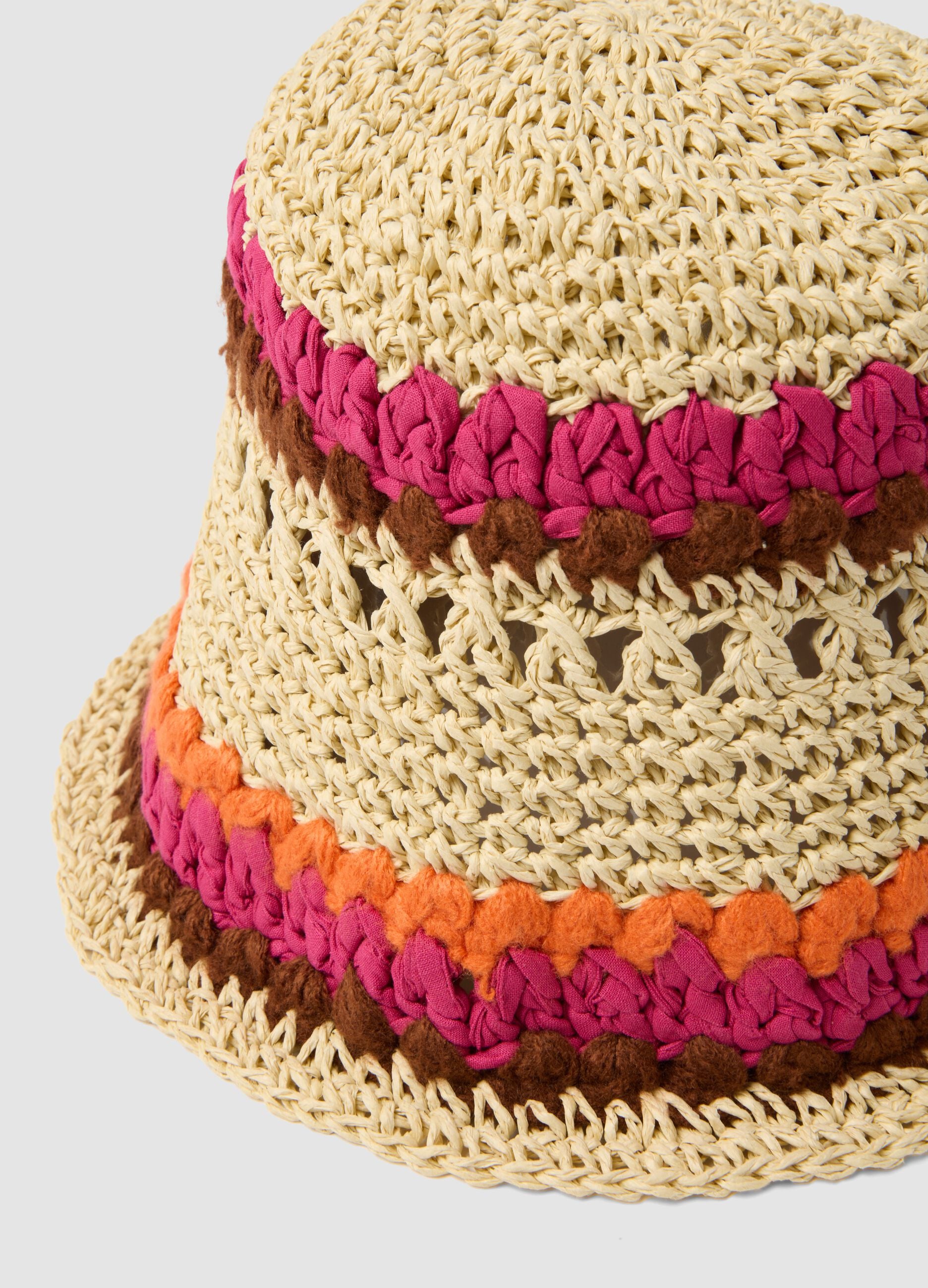 Multicolour paper and cotton blend bucket hat