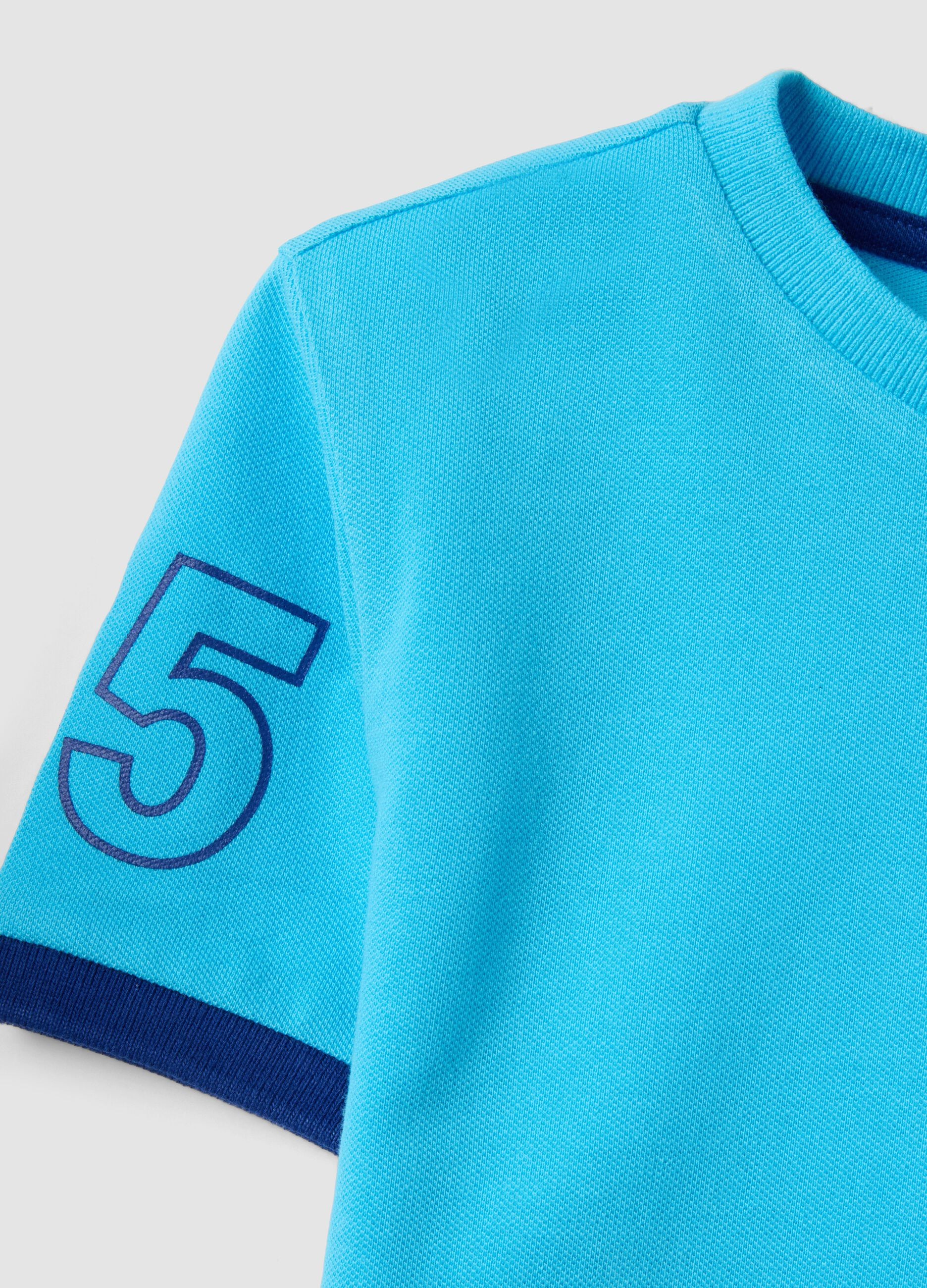 Boys&rsquo; light blue pure organic cotton T-shirt with print