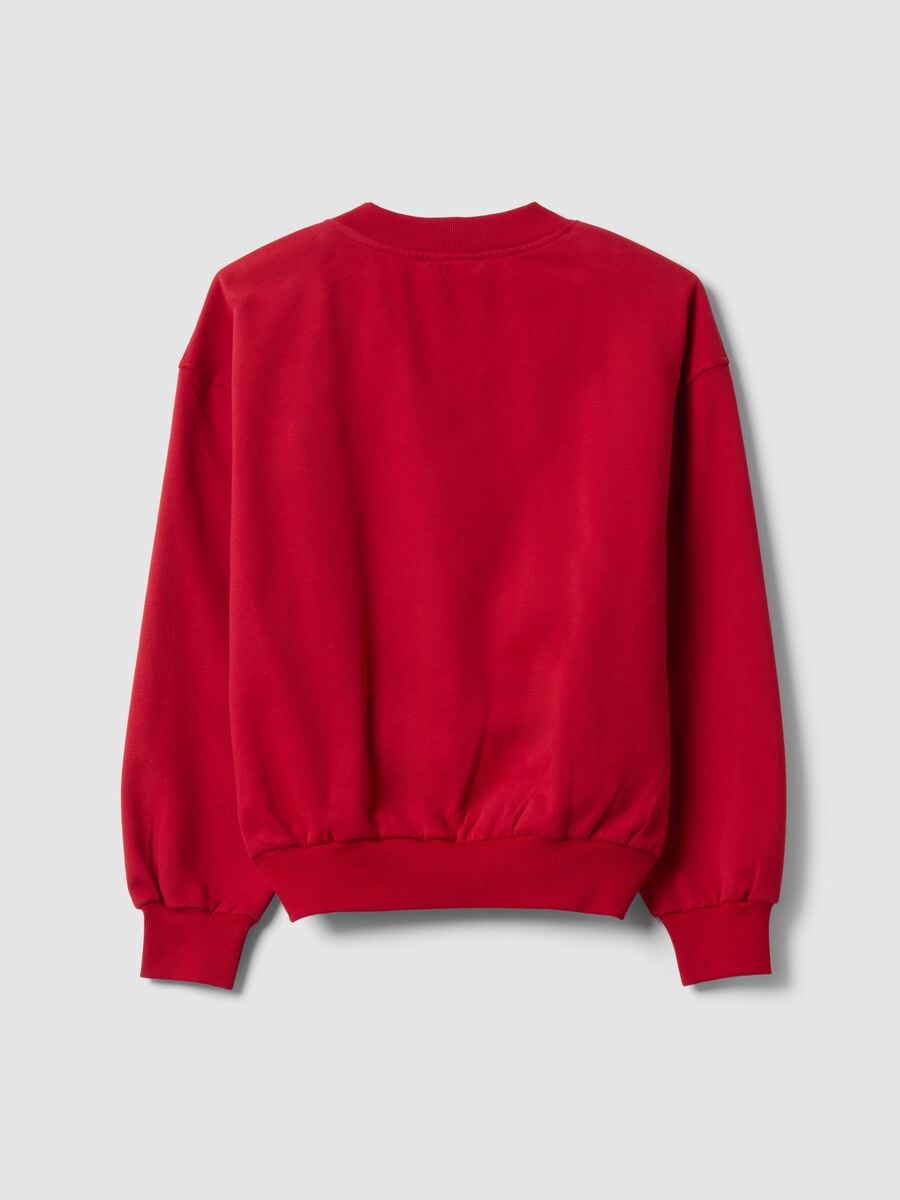 Felpa rossa in misto cotone con scollo a V over fit_6