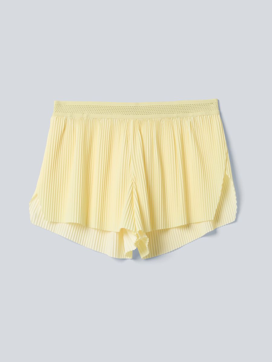 ALTAVIA COURT yellow pleated sports shorts in stretch fabric with removable inner short_6