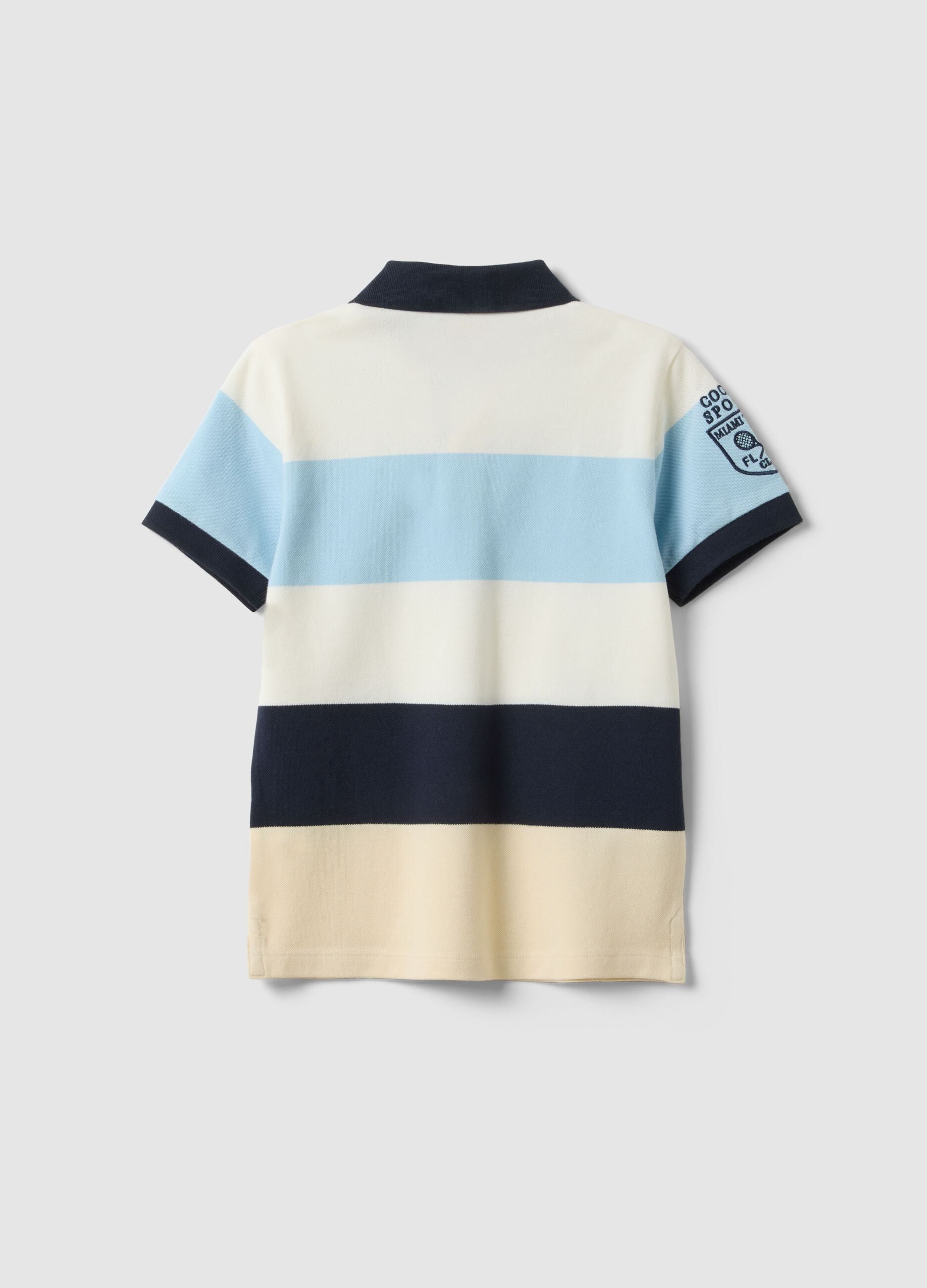 Multicoloured stripe stretch cotton polo for boys regular fit