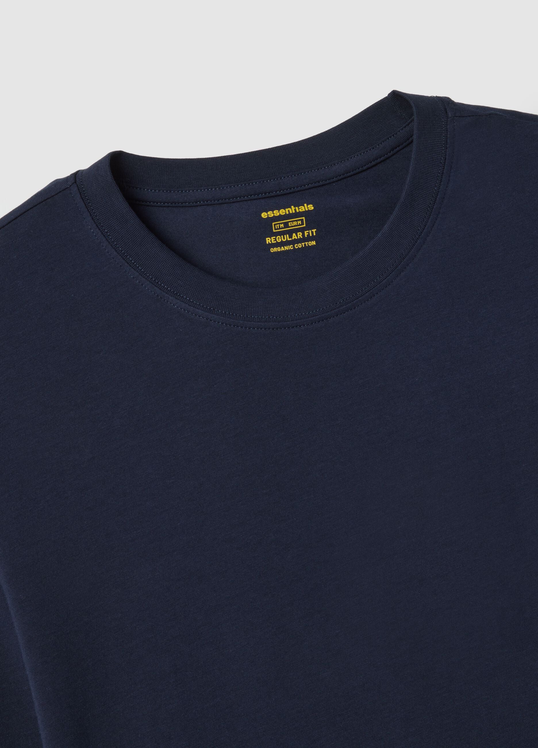 Long sleeve blue t-shirt in stretch cotton regular fit