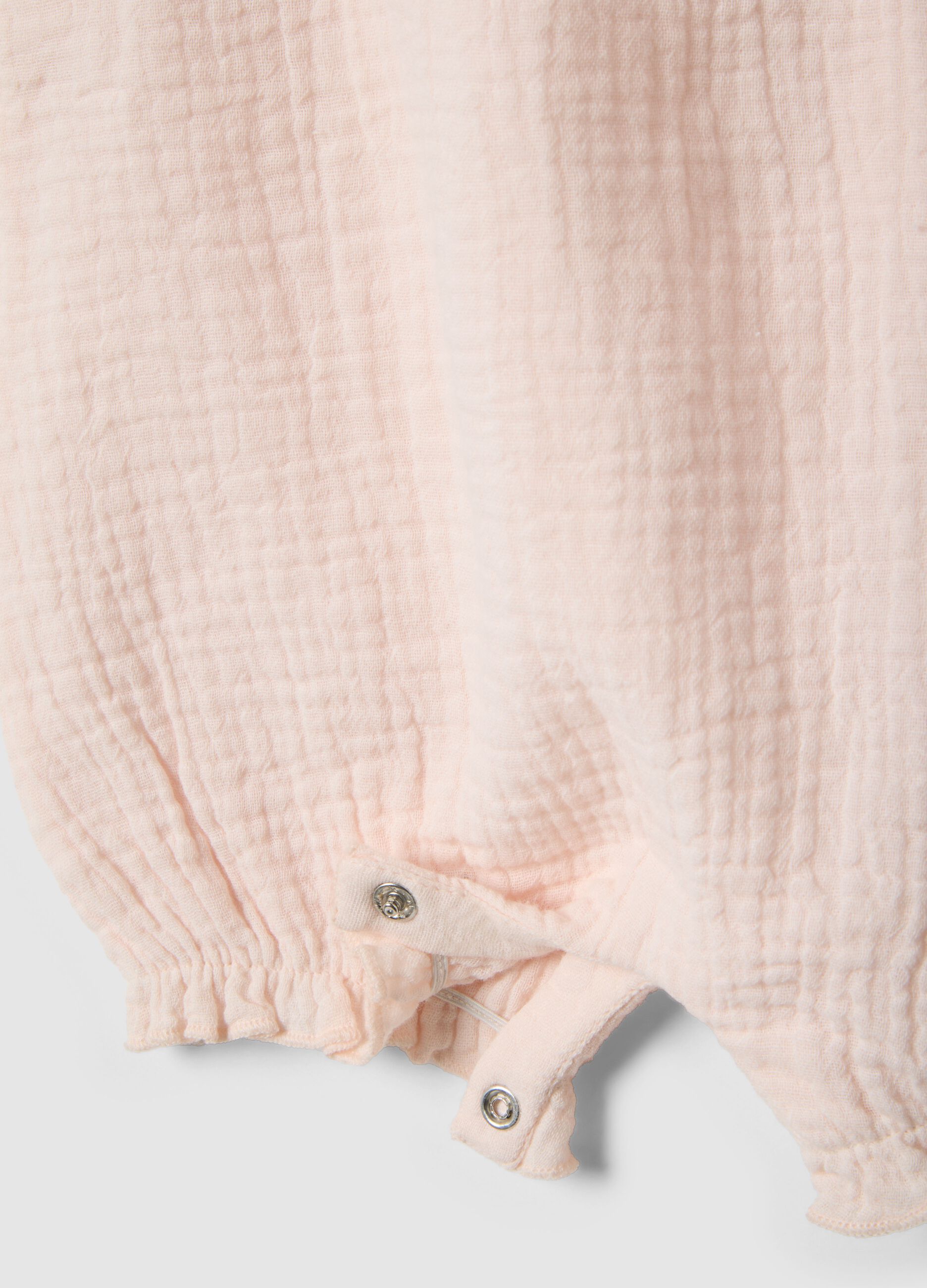 Pink pure cotton baby dungarees, relaxed fit with ruffles