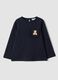 Blue pure organic cotton T-shirt with teddy bear print for baby girl_0