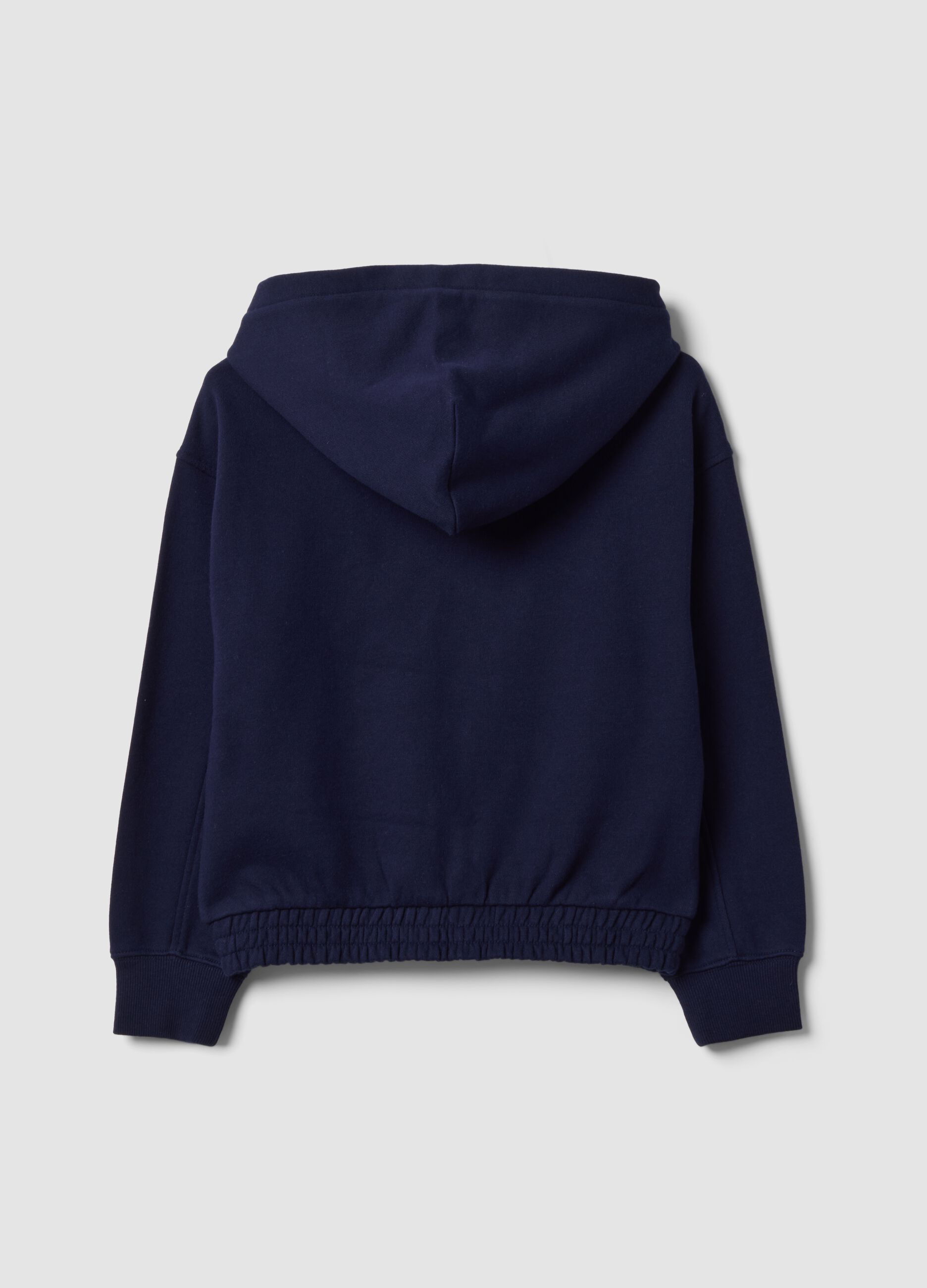 Blue pure cotton hooded sweatshirt