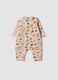 Beige organic cotton sleepsuit with animal print_1