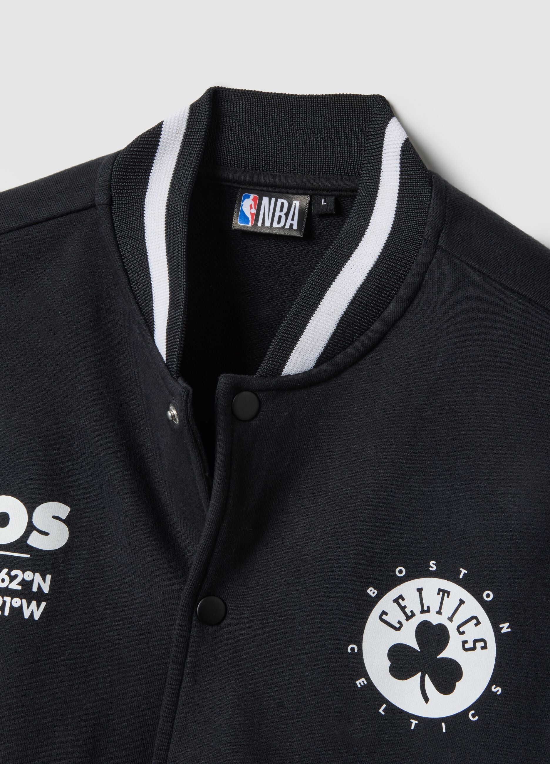 Black cotton blend jacket regular fit with Boston Celtics logo