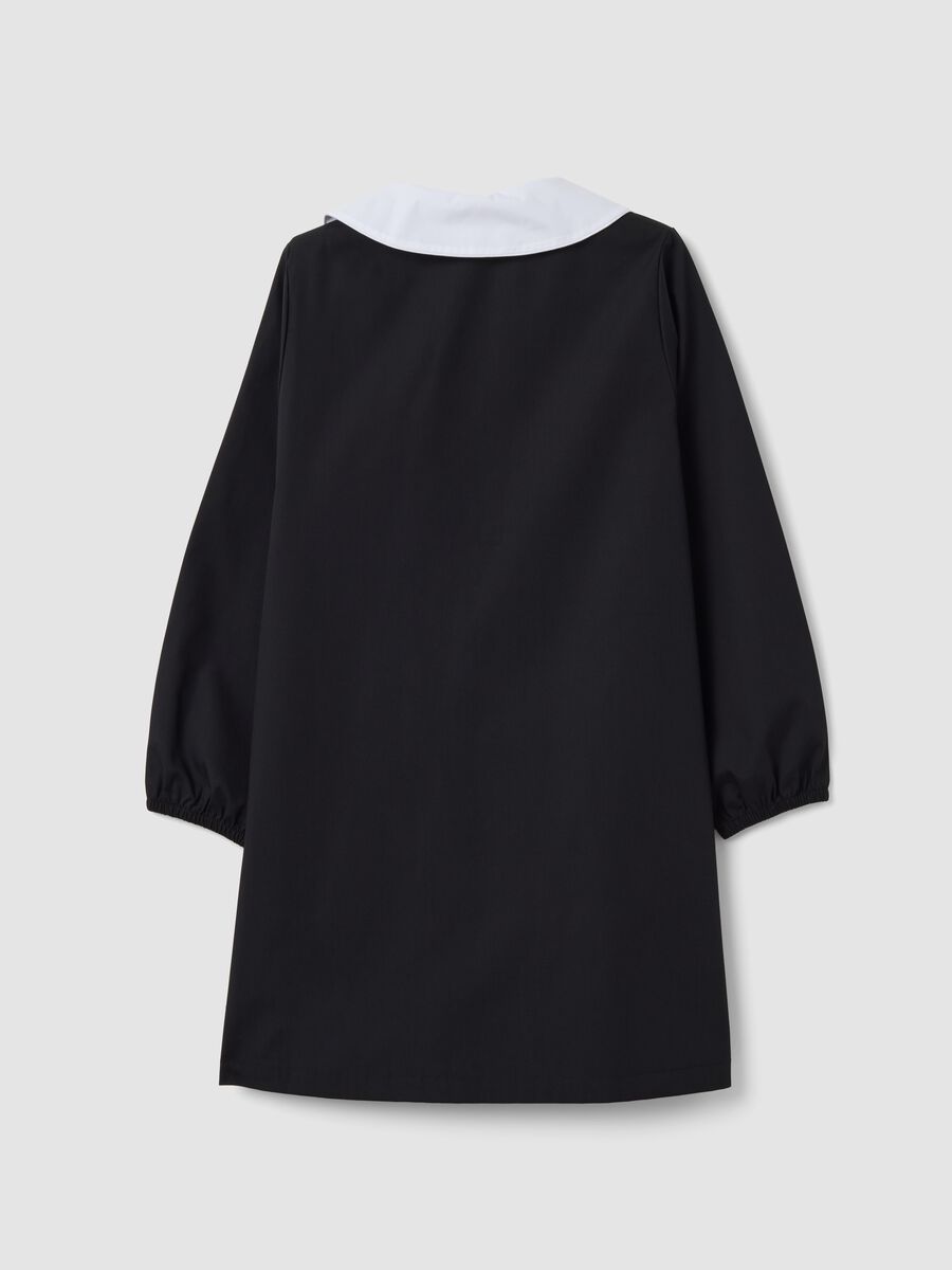 Black girls&rsquo; school smock with white collar and Stitch embroidery_1