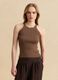 Brown viscose blend fitted tank top_2