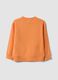Orange oversized pure cotton hoodie with print and kangaroo pocket for boys_1