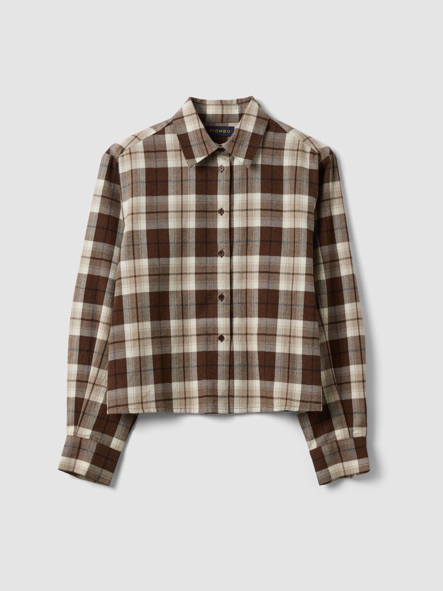 Brown checked pure cotton flannel shirt, regular fit_4