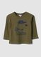 Green organic cotton T-shirt with puppy print for baby boy_0