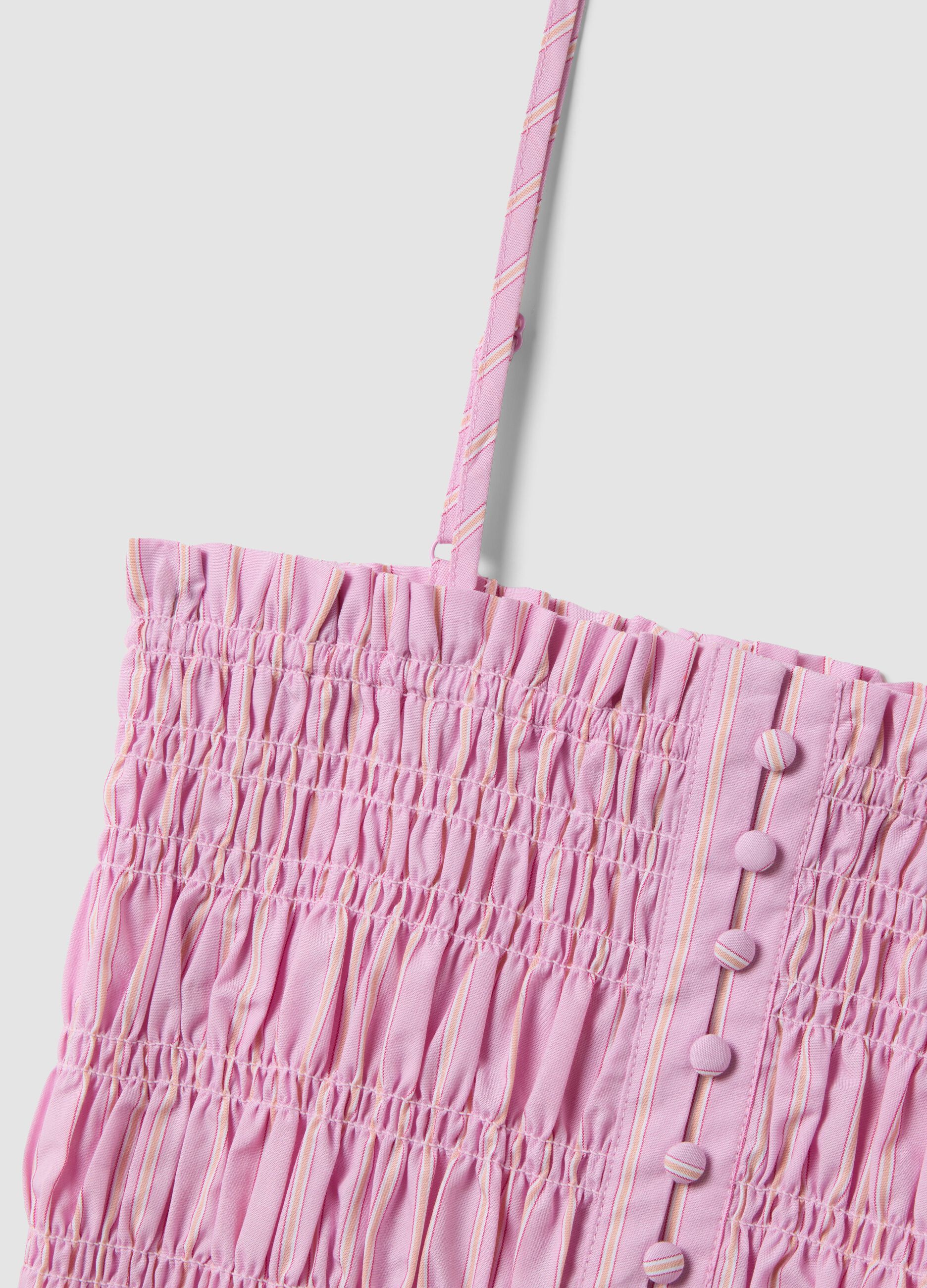 Pink pure cotton tank top with thin straps