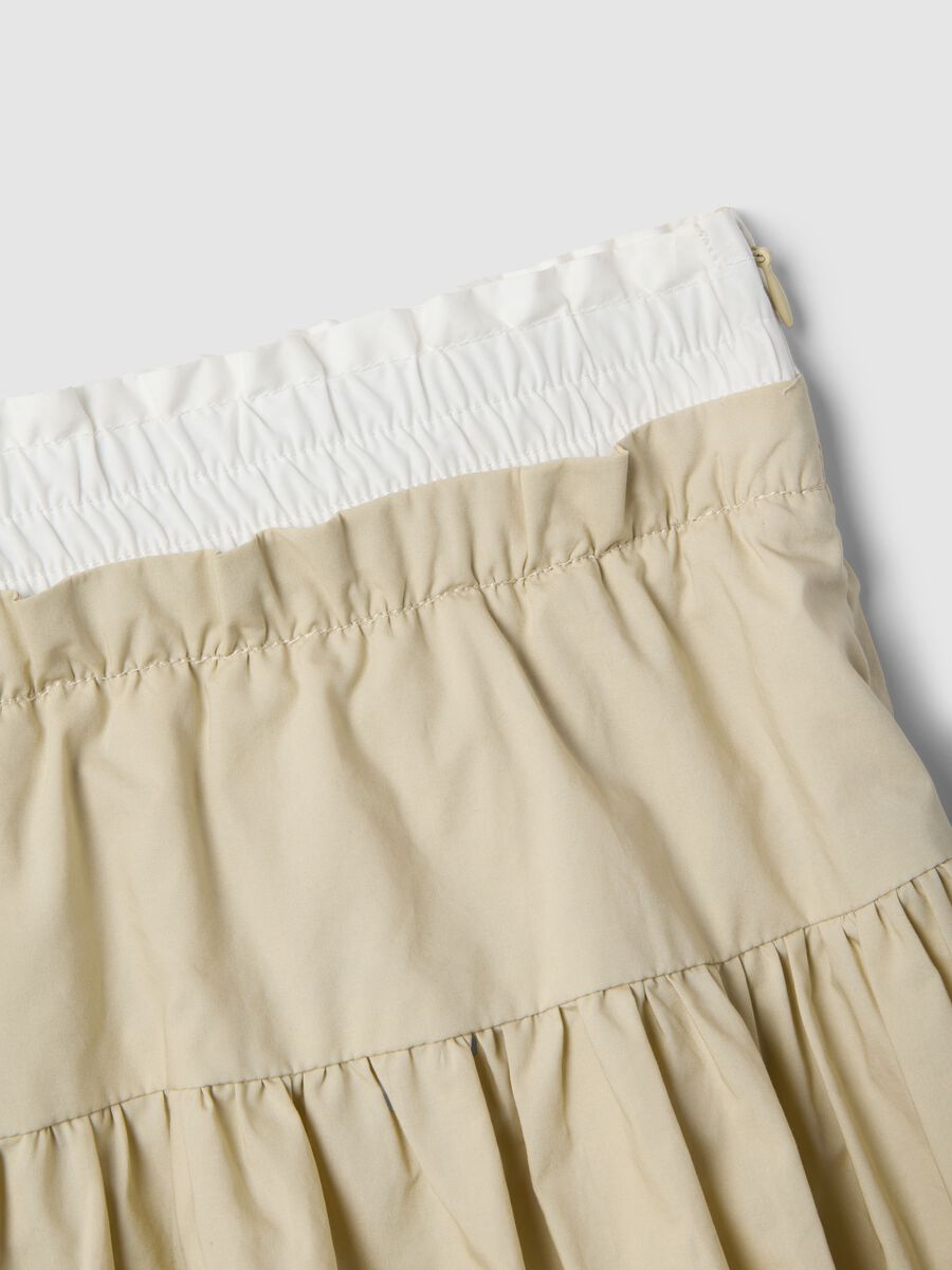 Pure cotton beige skirt with regular fit and ruched design_5